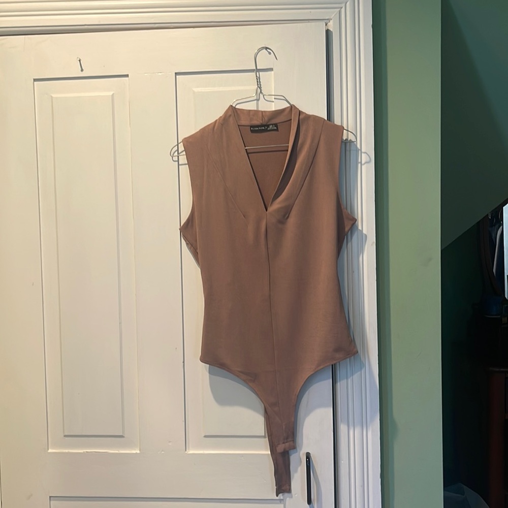 Deep V-Neck, Rose colored bodysuit, size S. Good condition, don’t recall wearing